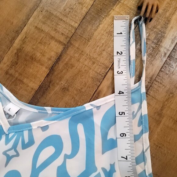 Made with Love NWT V-Neck Maxi Dress Cool Blue and White Design Cover Up… - Picture 10 of 12